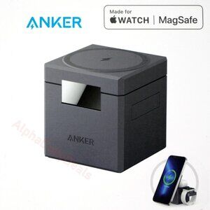 Anker 3-in-1 Cube Wireless Charger Stand w MagSafe  iPhone, Smart Watch, AirPods